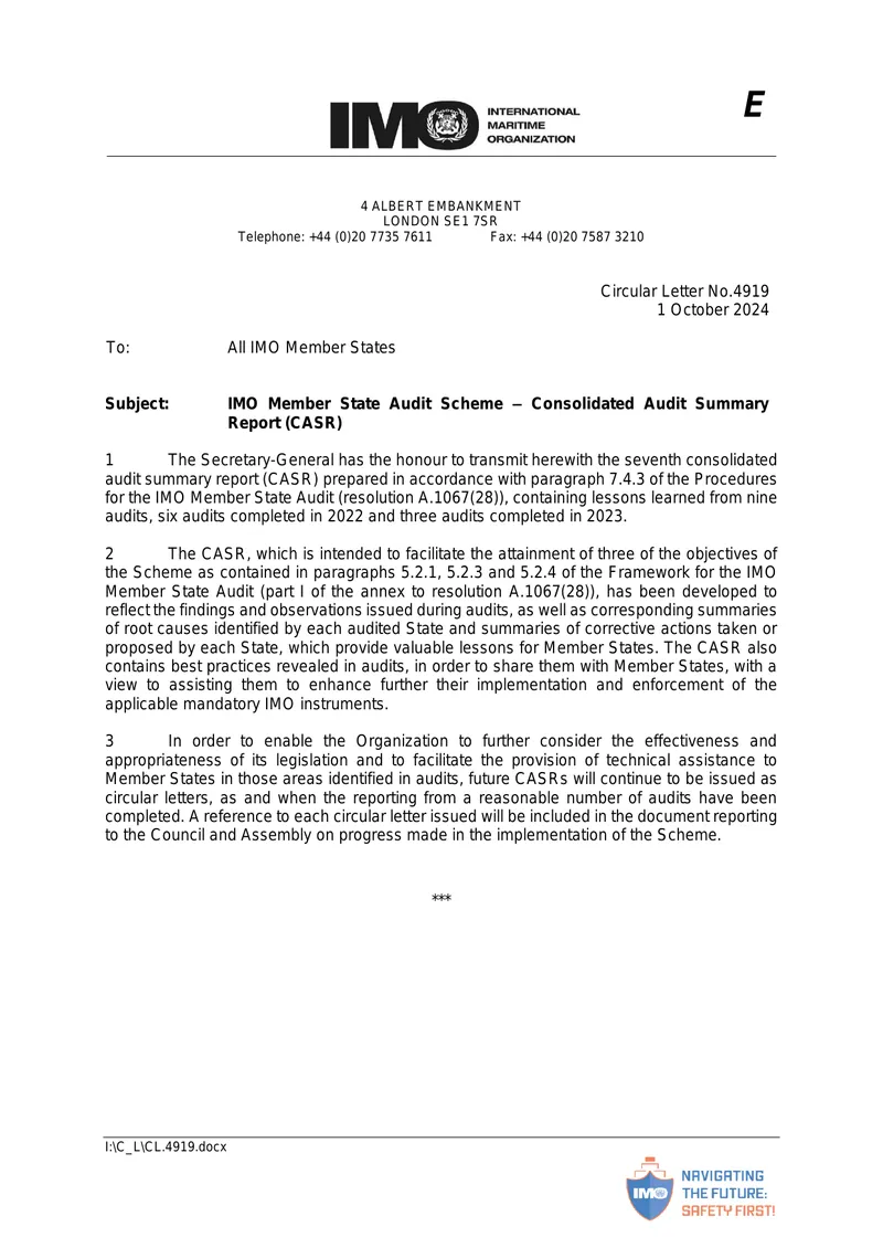 IMO Member State Audit Scheme Consolidated Audit Summary Report