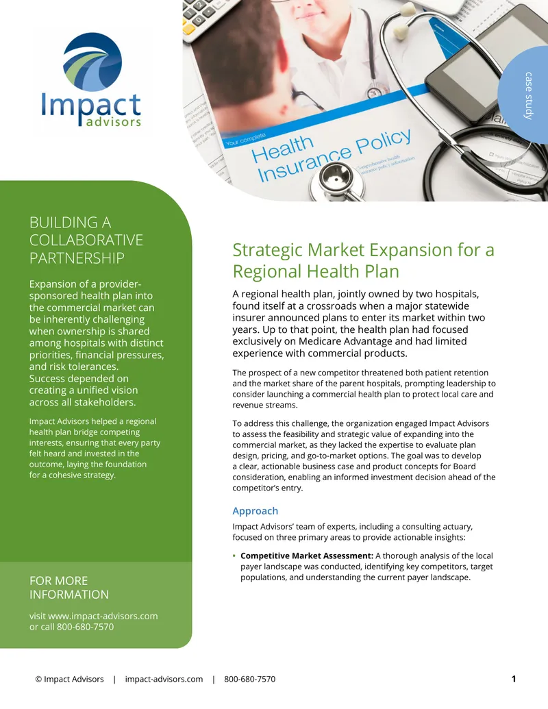 Strategic Market Expansion for a Regional Health Plan