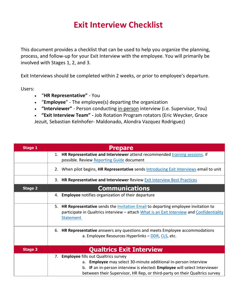 Exit Interview Process Checklist