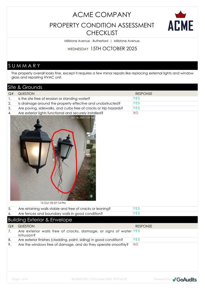 Property Condition Assessment Checklist