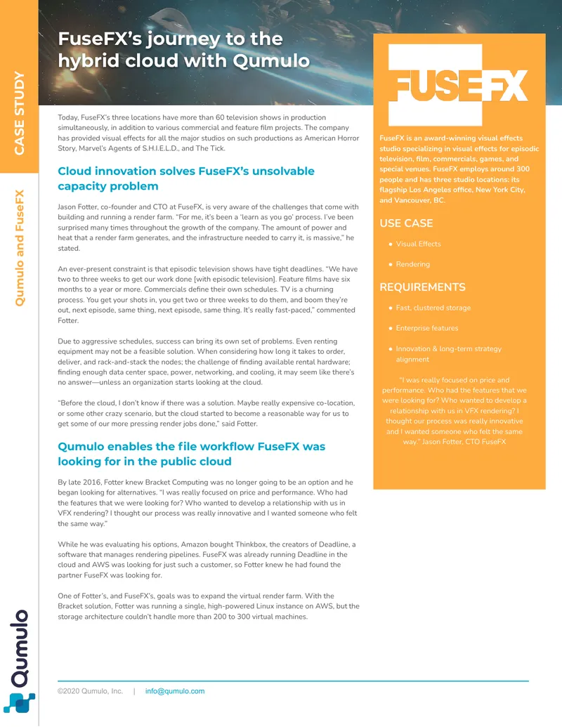 FuseFX Cloud-Based Rendering Solution Case Study preview page 1