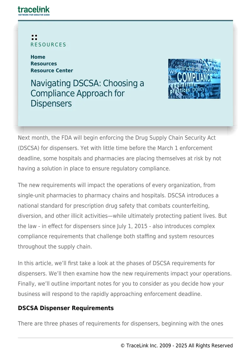 Navigating DSCSA Compliance for Dispensers