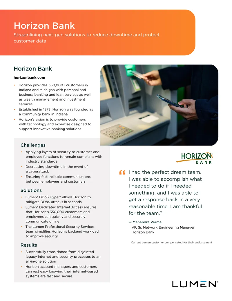 Horizon Bank Security and Connectivity Solutions