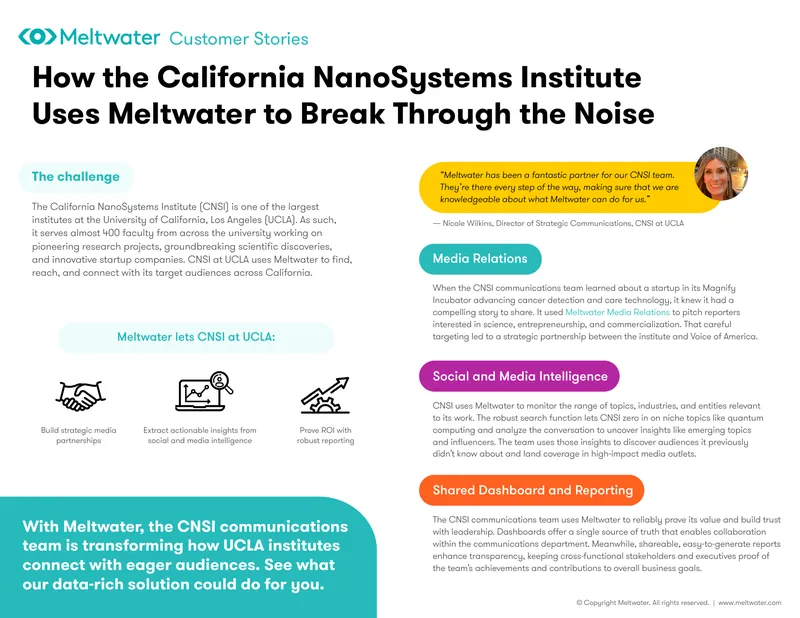 California NanoSystems Institute Media Strategy with Meltwater