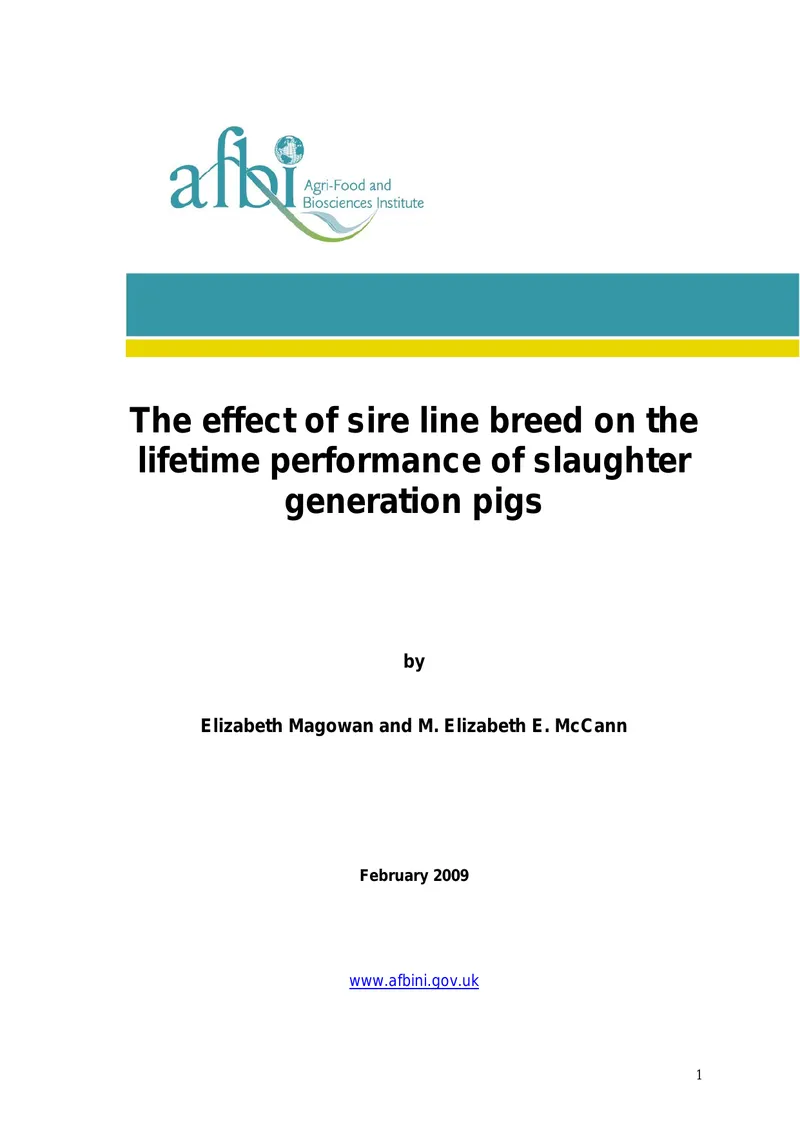 Effect of Sire Line Breed on Pig Performance