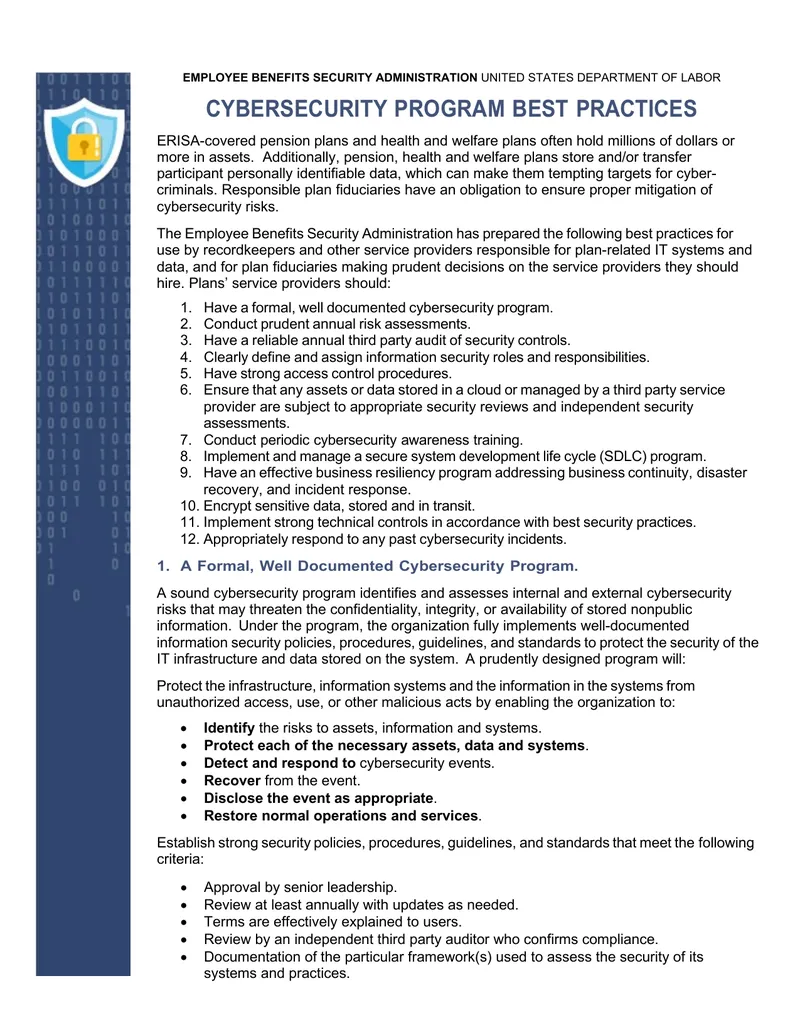 Cybersecurity Program Best Practices for Employee Benefits