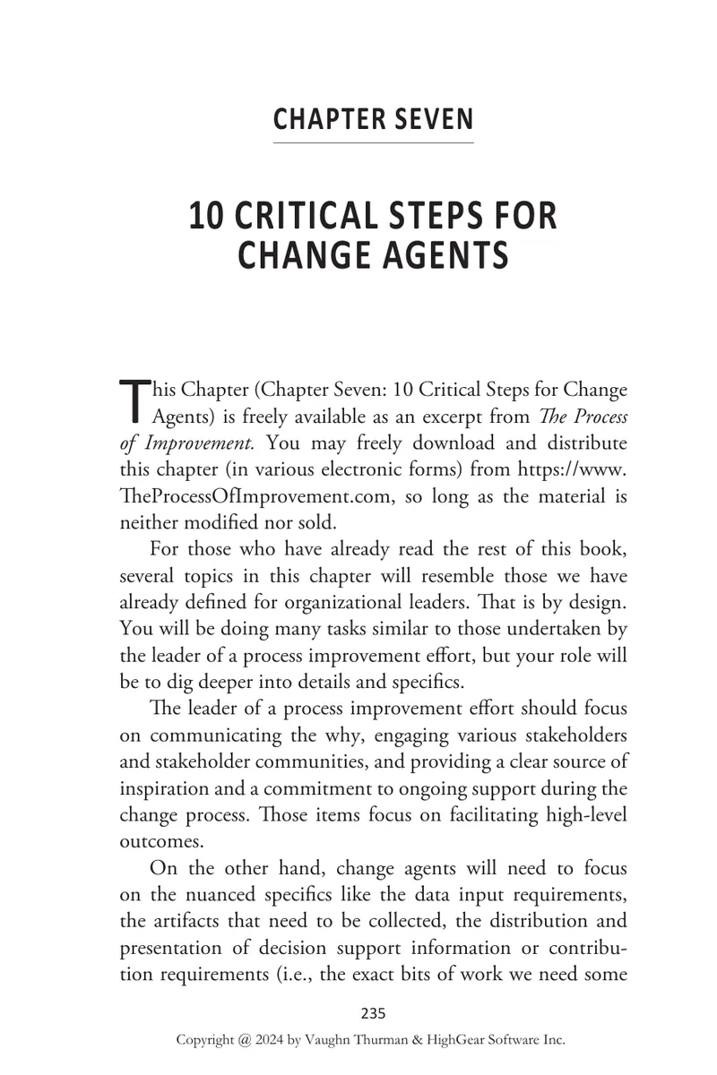 10 Critical Steps for Change Agents preview page 1