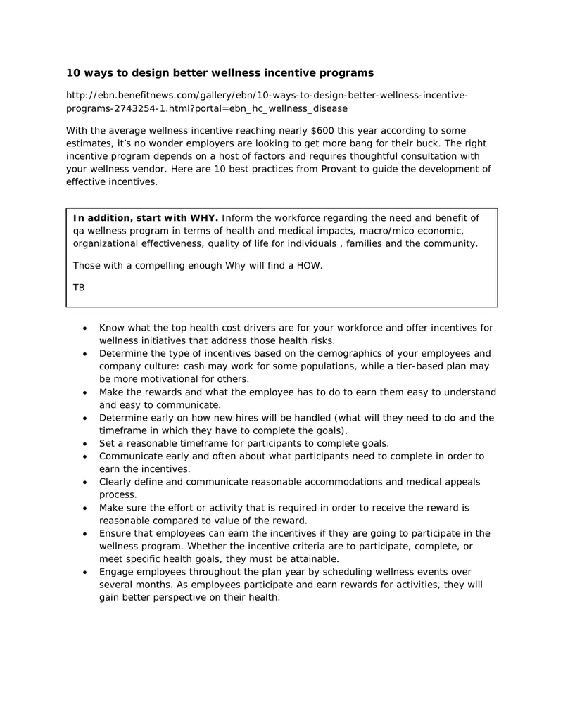 Strategies for Designing Wellness Incentive Programs
