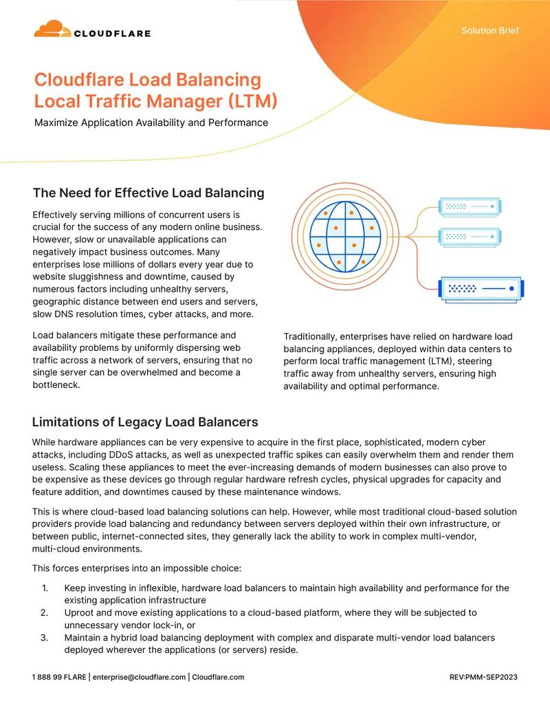 Cloudflare Load Balancing Solution Brief preview page 1