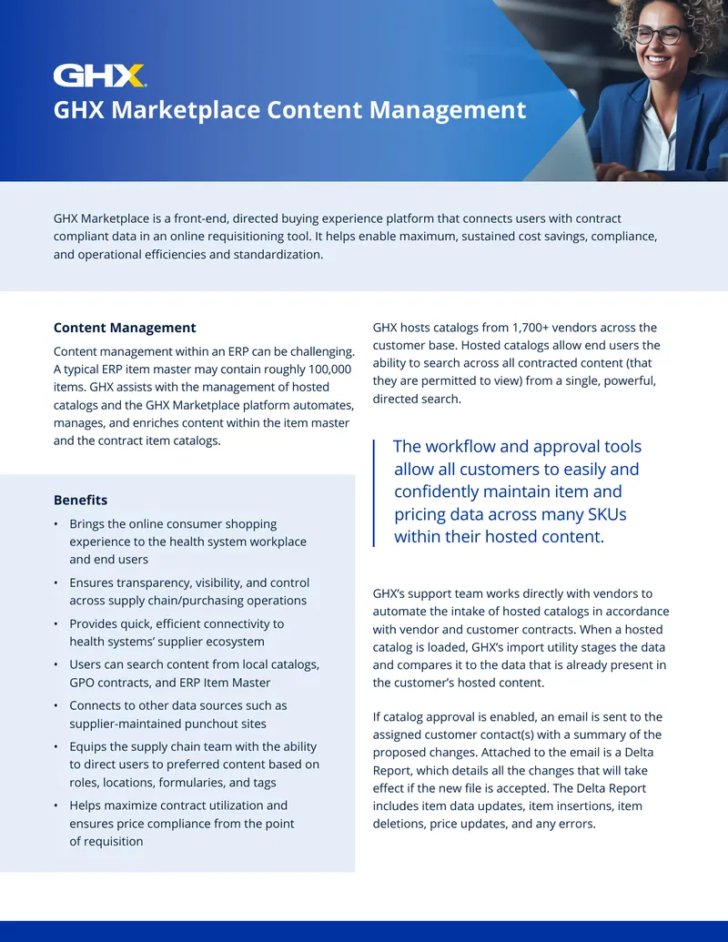GHX Marketplace Content Management Overview
