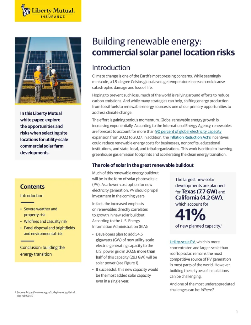 Commercial Solar Panel Location Risk Assessment