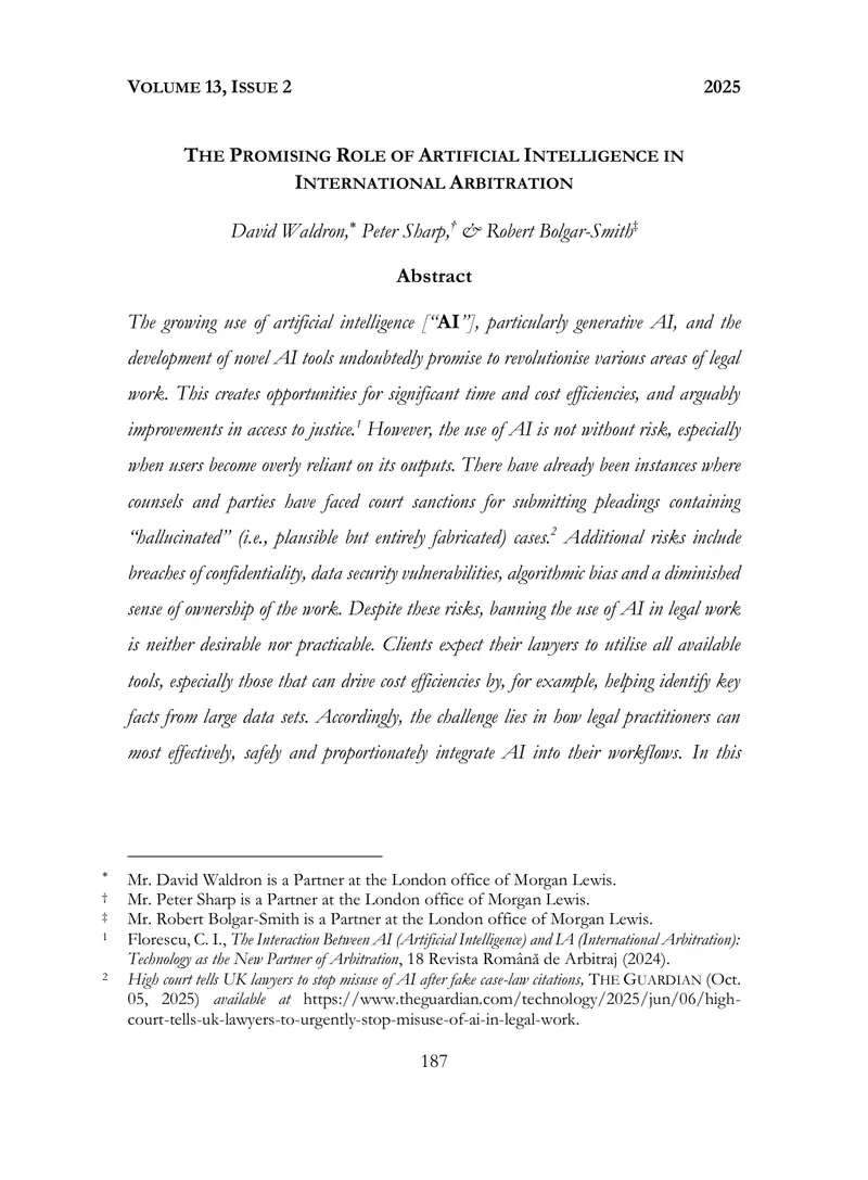 Artificial Intelligence Integration in International Arbitration