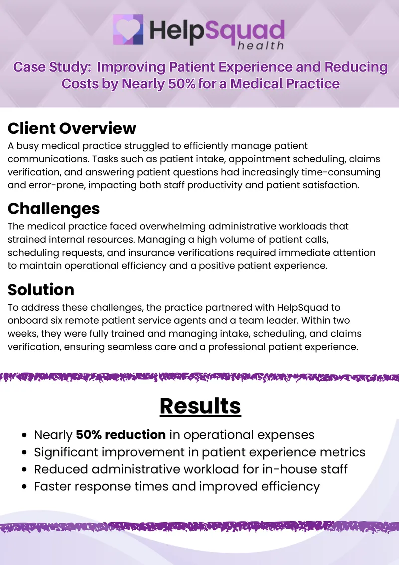 Improving Patient Experience and Reducing Costs for Medical Practice