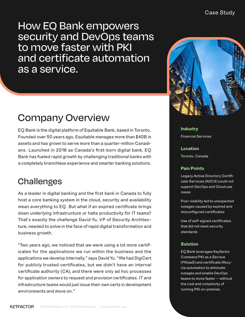 EQ Bank Case Study on PKI and Certificate Automation
