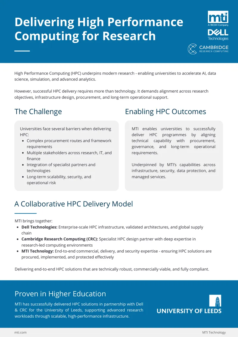 High Performance Computing Delivery Model for Research