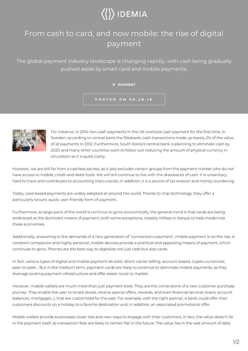 Transition from Cash to Digital Payment Methods