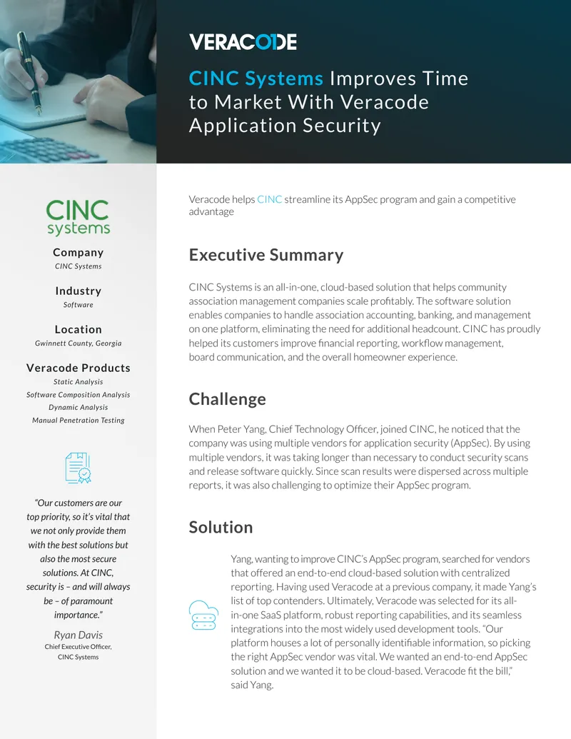 CINC Systems Application Security Improvement Case Study