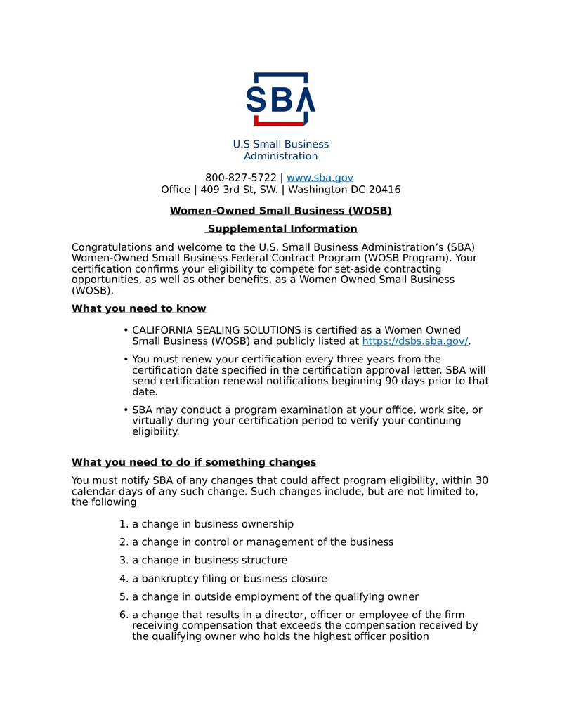 Women-Owned Small Business Program Guidelines