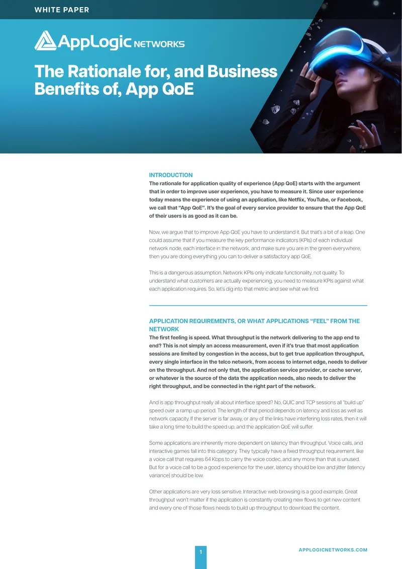 Business Benefits of Application Quality of Experience