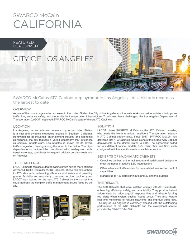 SWARCO McCain ATC Cabinet Deployment in Los Angeles