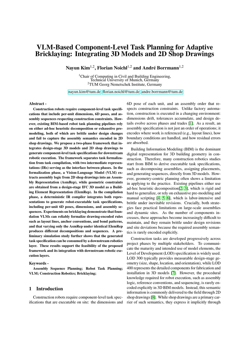 VLM-Based Component-Level Task Planning Framework
