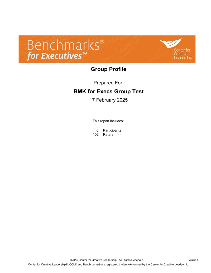 Benchmarks for Executives Group Profile Report