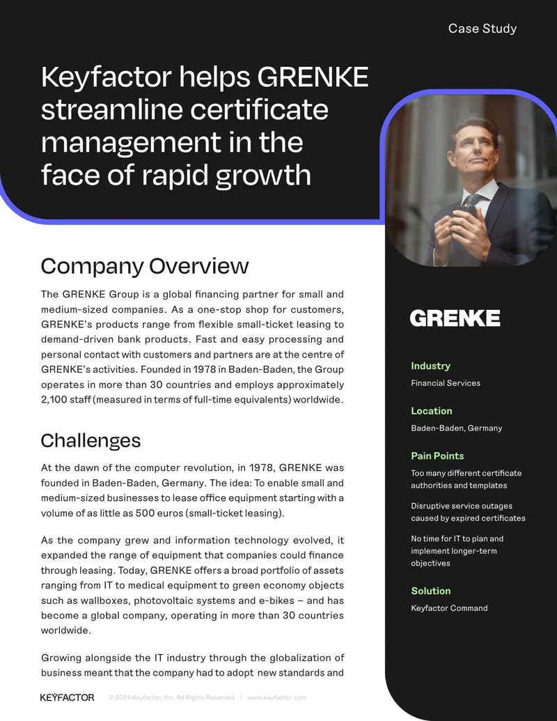 GRENKE Certificate Management Case Study