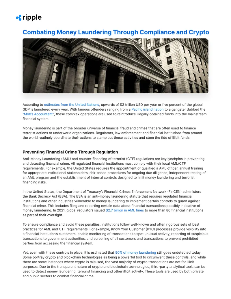 Combating Money Laundering Through Compliance and Crypto