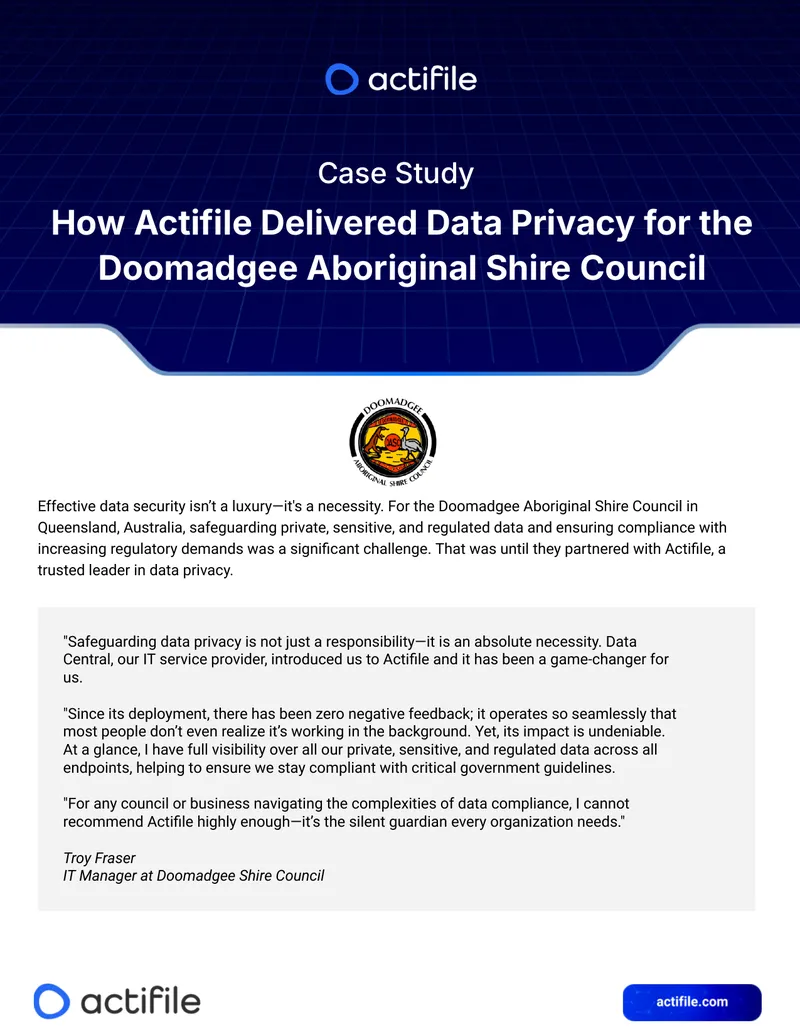 Data Privacy Implementation for Doomadgee Shire Council