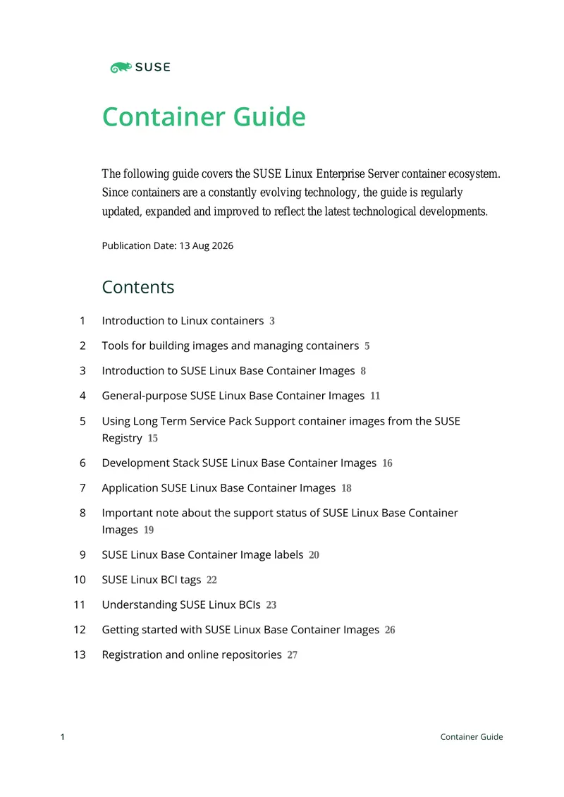 SUSE Linux Enterprise Server Container Guide