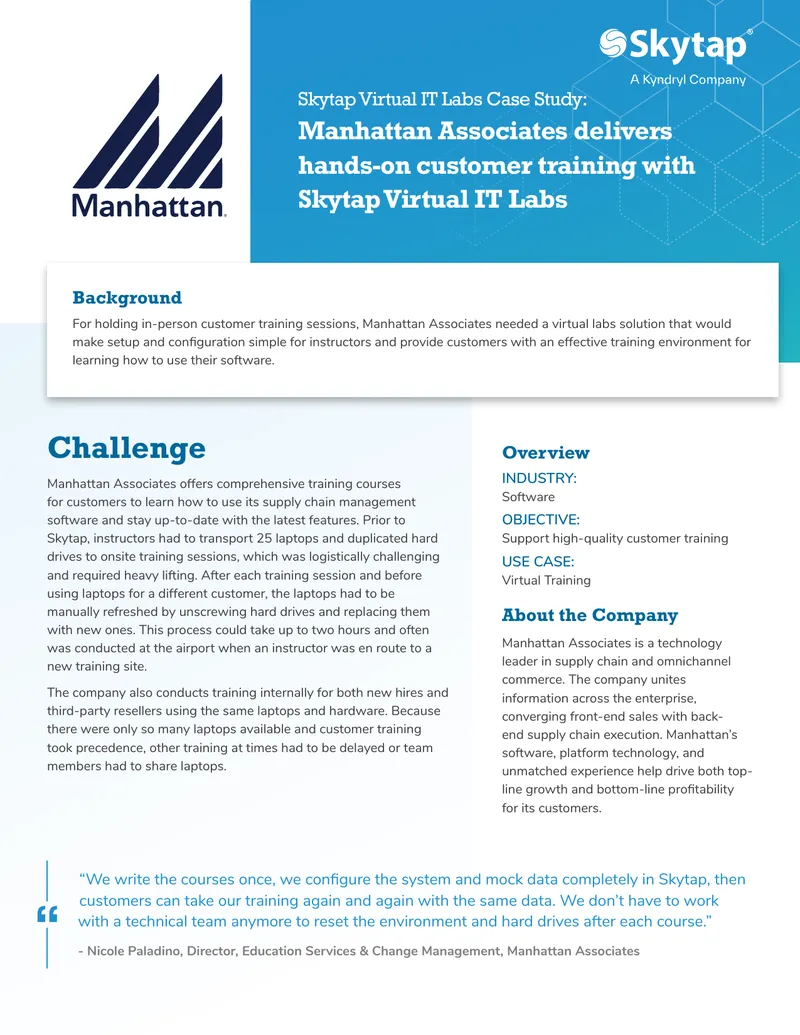 Manhattan Associates Skytap Virtual IT Labs Case Study