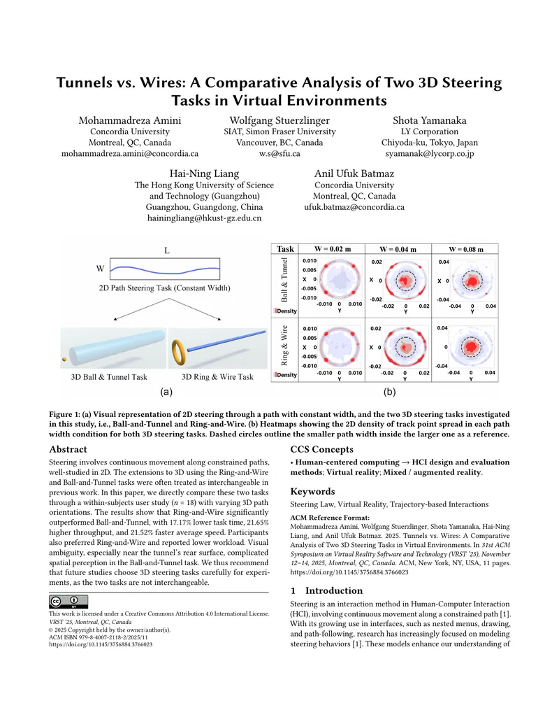 Comparative Analysis of 3D Steering Tasks
