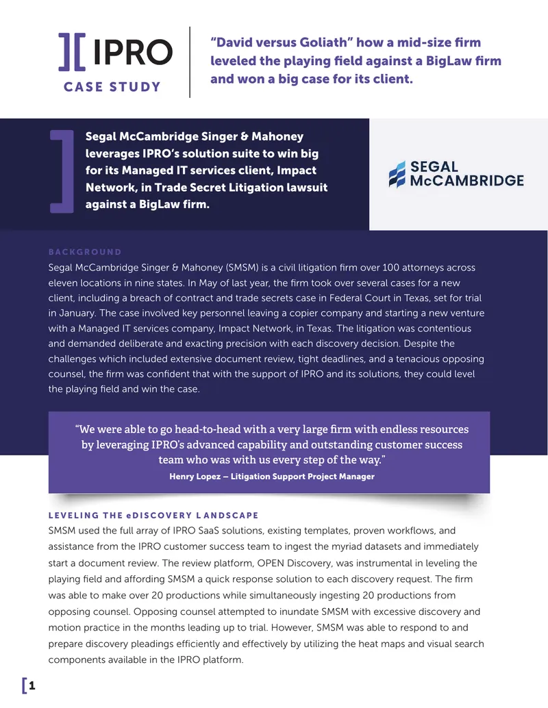 Trade Secrets Litigation Case Study