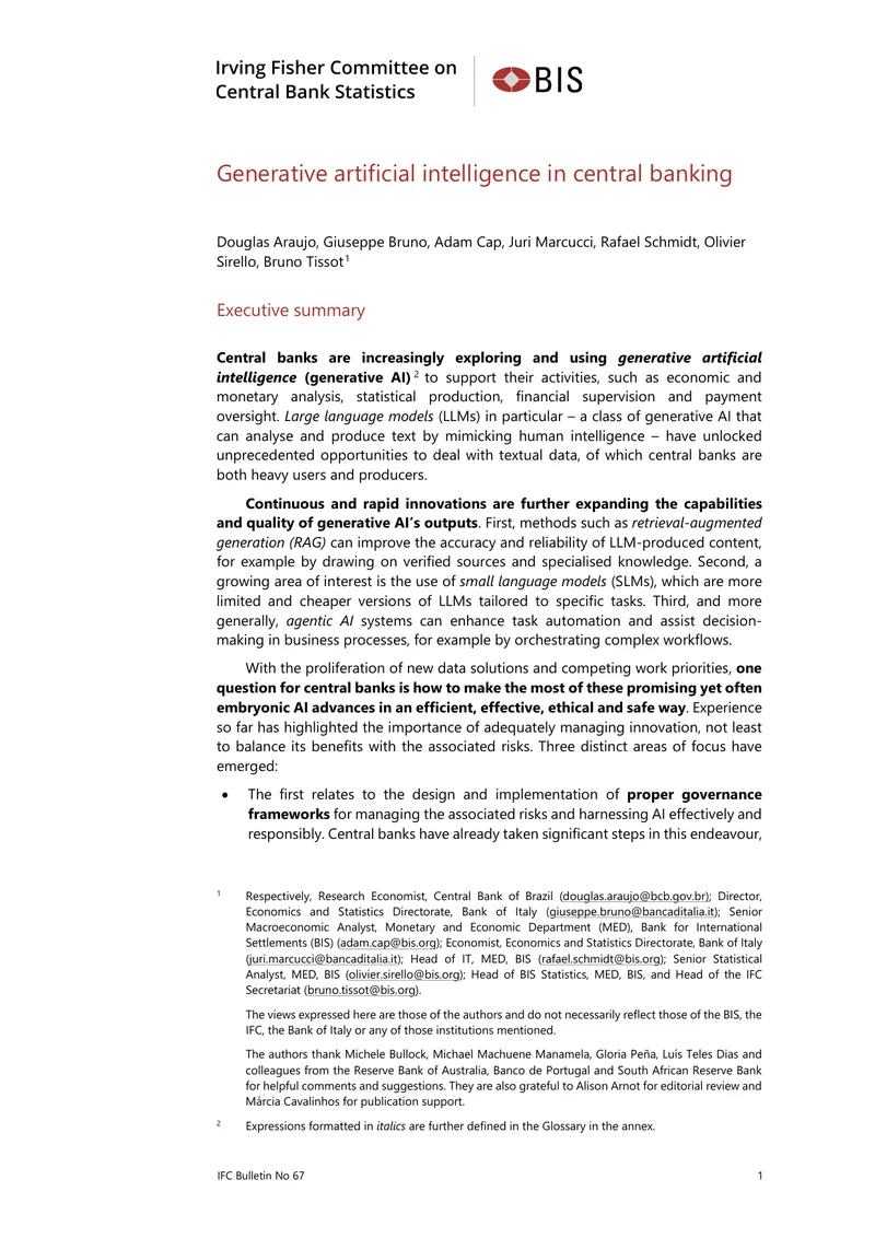 Generative Artificial Intelligence in Central Banking