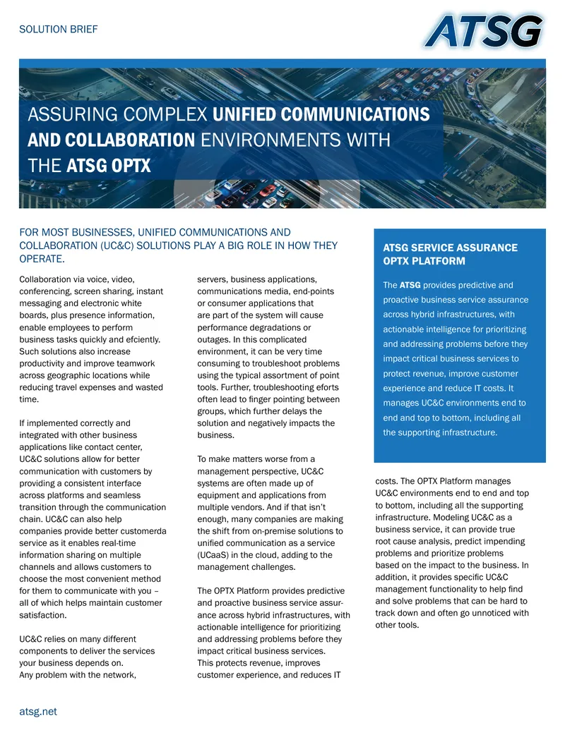 Service Assurance for Unified Communications with OPTX