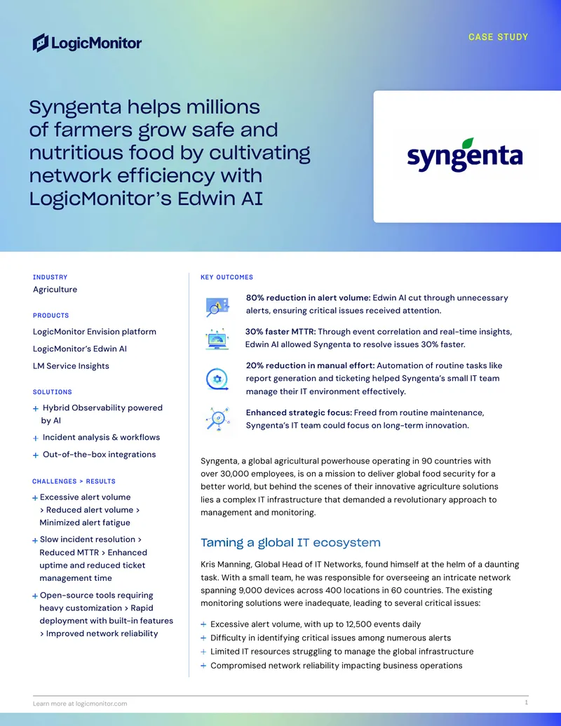 Syngenta's IT Transformation with LogicMonitor Edwin AI