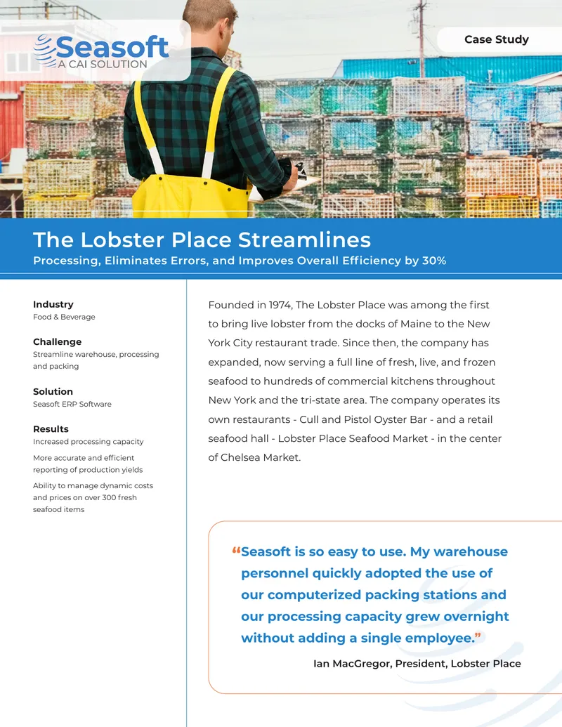 The Lobster Place Case Study on Efficiency Improvement
