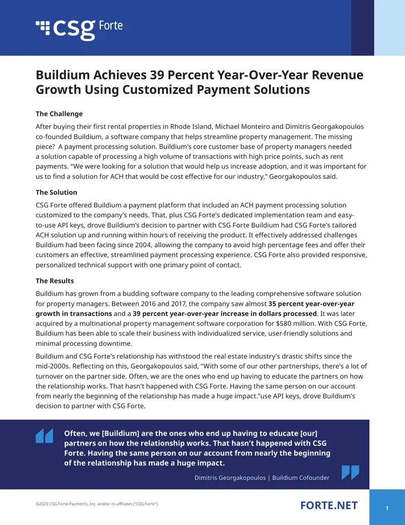 Buildium Achieves Revenue Growth with Payment Solutions