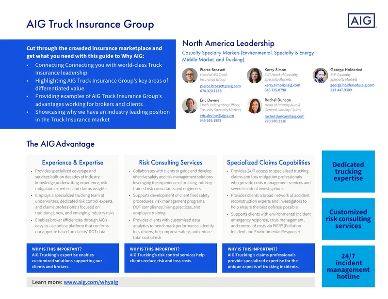 AIG Truck Insurance Group Overview