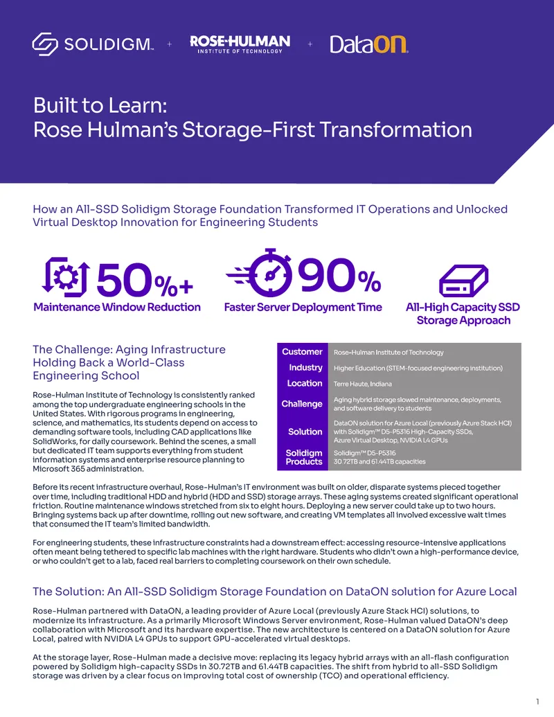 Rose Hulman’s All-SSD Storage Transformation