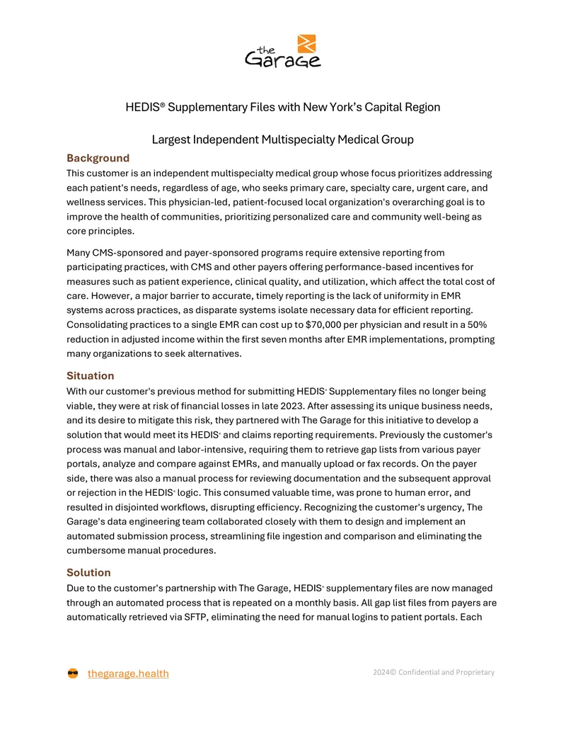 Automated HEDIS Supplementary File Submission Process