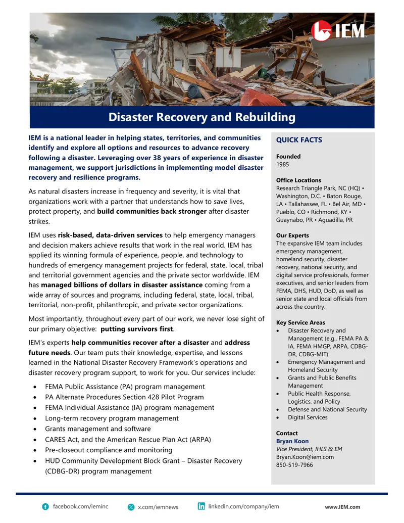 Disaster Recovery and Management Services Overview