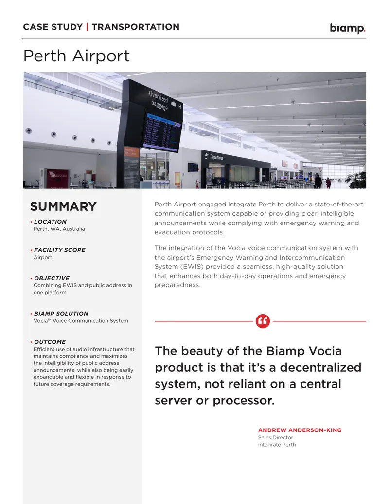 Integration of EWIS and Public Address Systems at Perth Airport