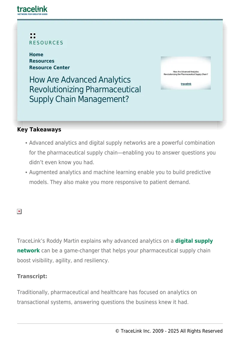 Advanced Analytics in Pharmaceutical Supply Chain Management