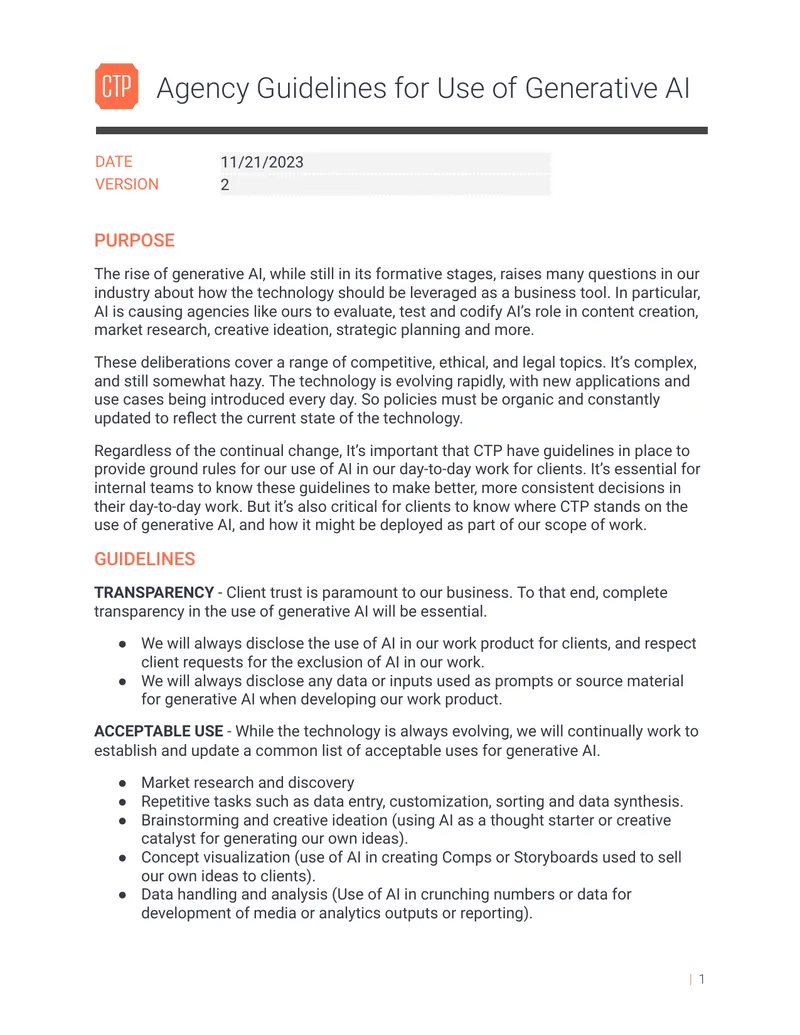 Agency Guidelines for Use of Generative AI