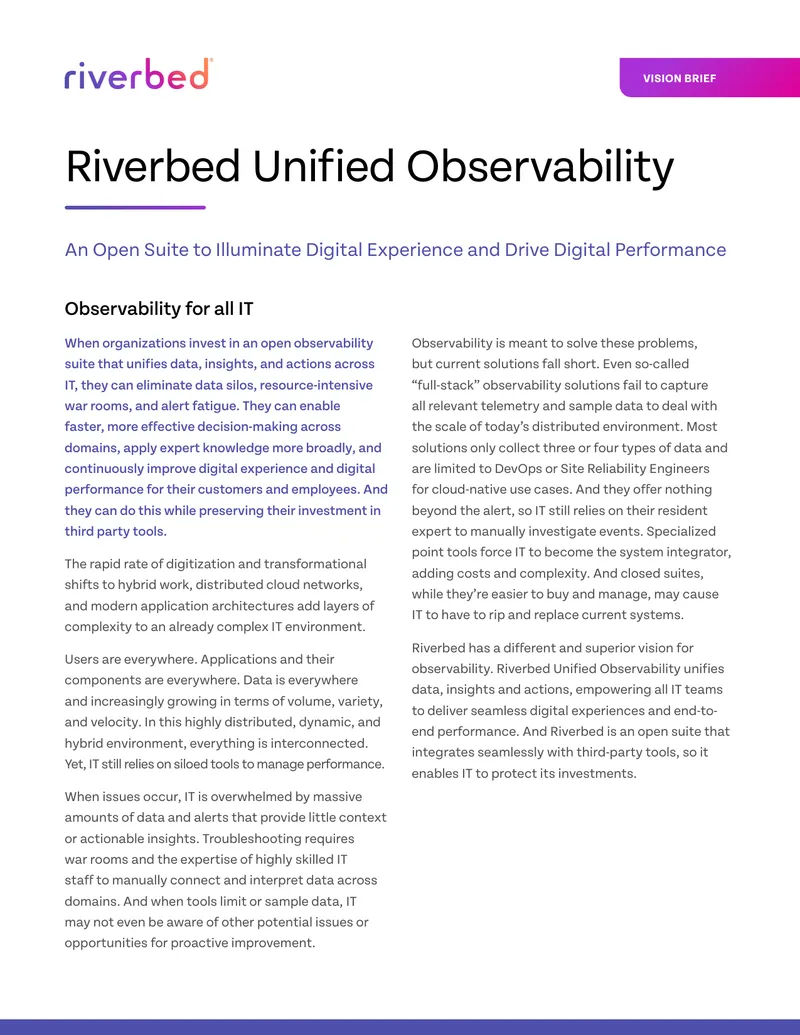 Riverbed Unified Observability Platform Overview
