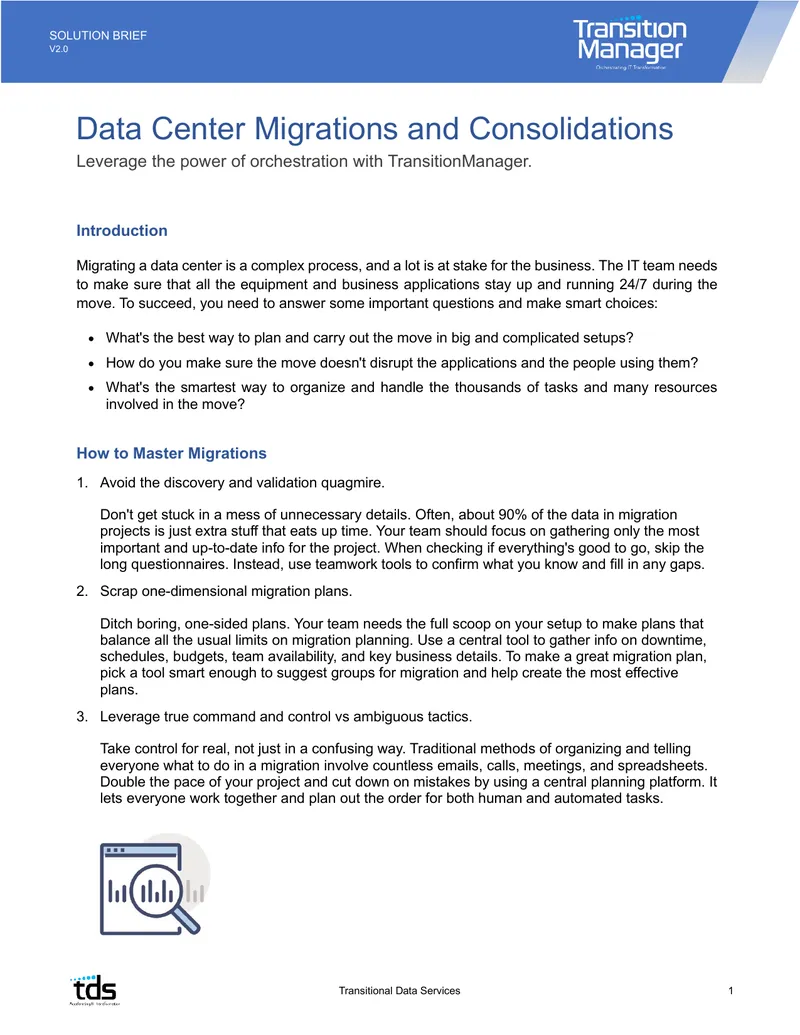 Data Center Migrations and Consolidations Solution Brief