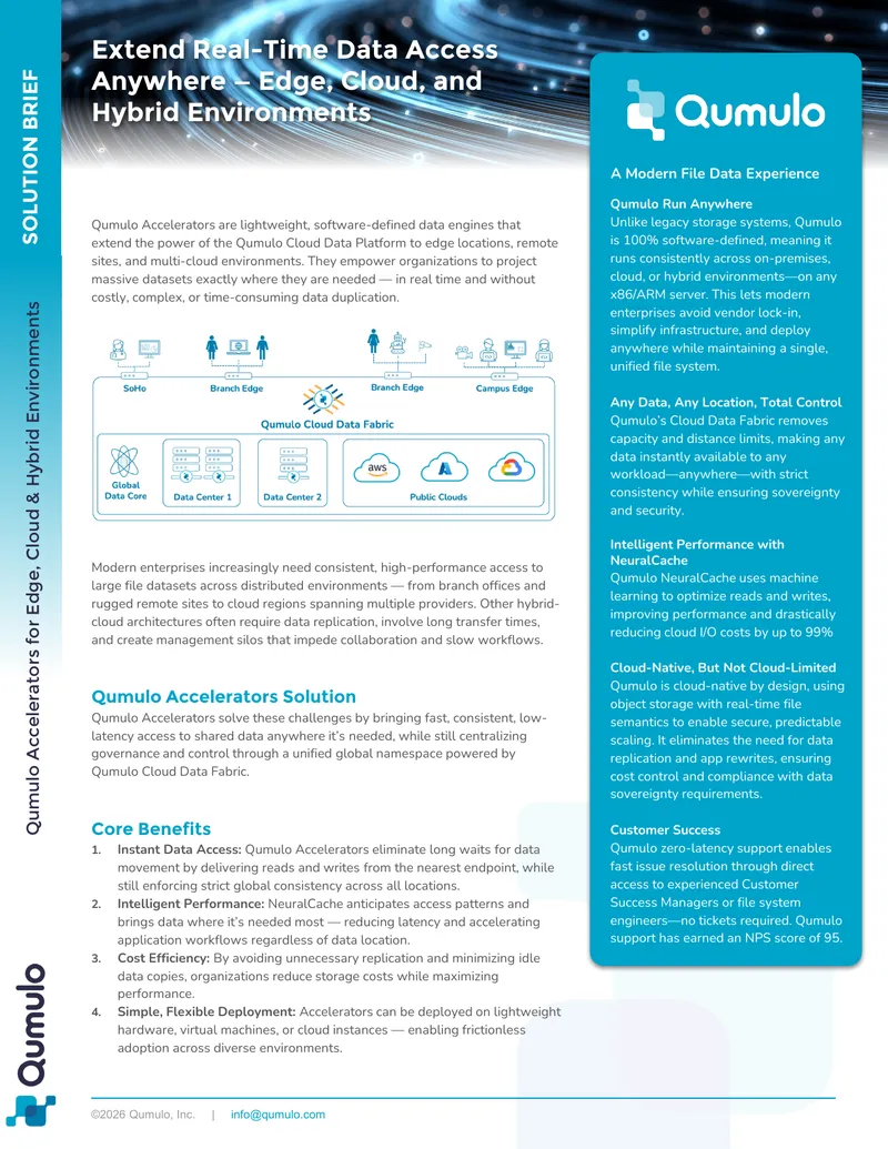 Qumulo Accelerators for Edge, Cloud and Hybrid Environments