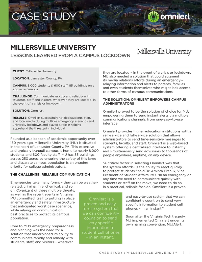 Millersville University Emergency Communication Case Study