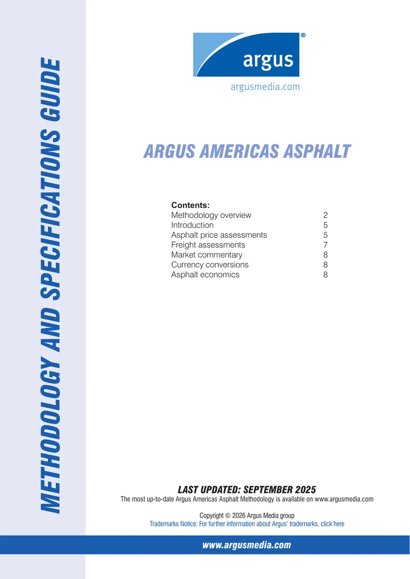 Argus Americas Asphalt Methodology and Specifications Guide